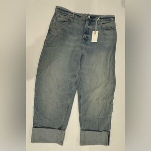 New! Good American Light Blue Good Standard Barrel Denim Jeans  Size-14/32